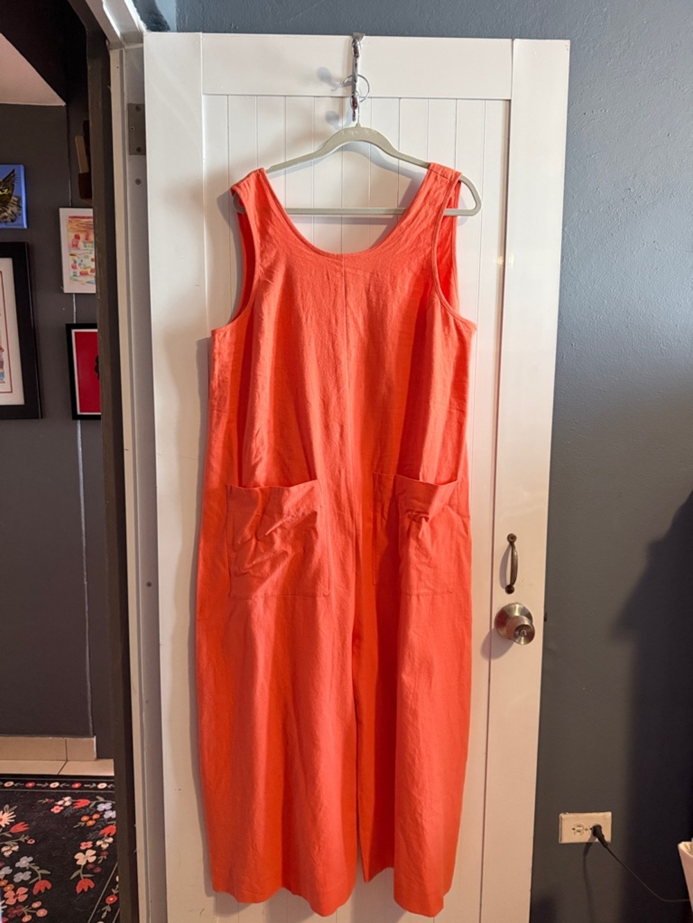 ILANA KOHN Sleeveless Coral Jumpsuit Wide Leg Relaxed Size XL